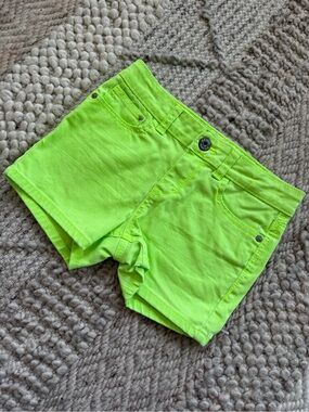 Neon Green Kids' Stretch Denim Shorts size 10 nwot adj waist psny